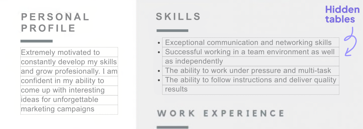 Wrong example CV Format